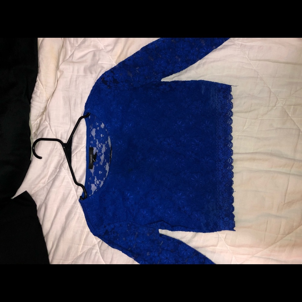 Blue lace crop top